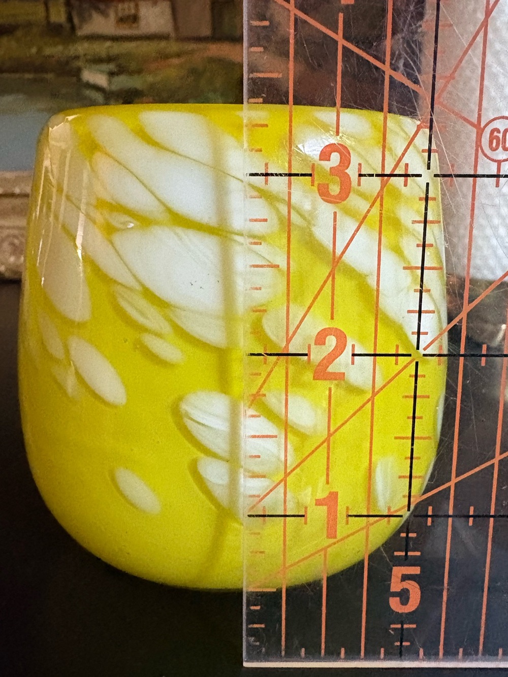 Set of 4 Yellow & White Confetti/Splatter Hand Blown Art Glass Tumblers 12oz Mex - Picture 5 of 7